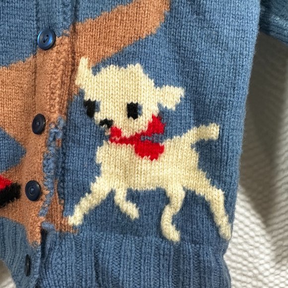 Vintage Handmade Knit Children's Sweater Nursery Rhyme Lil Bo Peep Cardigan 1950 - Picture 3 of 7